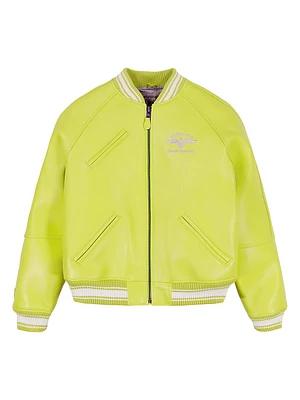 Stadium Logo-Embroidered Leather Jacket