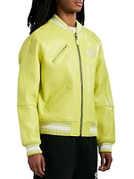Stadium Logo-Embroidered Leather Jacket