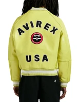 Stadium Logo-Embroidered Leather Jacket