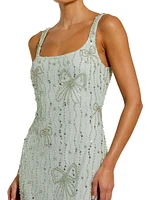 Cocktail Beaded Mesh Scoopneck Gown