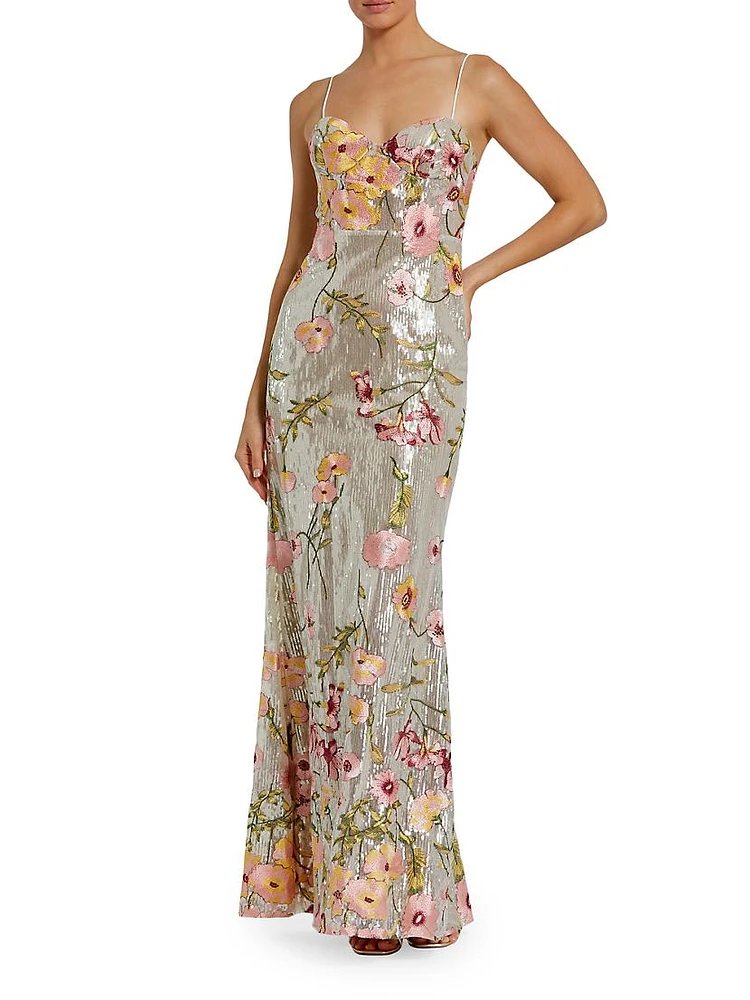 Bustier Floral Appliqué Gown