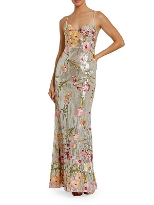 Bustier Floral Appliqué Gown