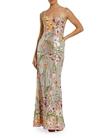 Bustier Floral Appliqué Gown