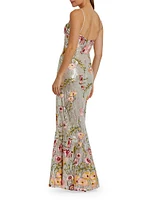 Bustier Floral Appliqué Gown