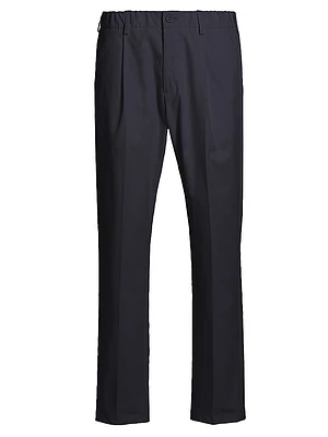 Elasticized Waist Straight-Leg Pants
