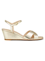 Dayna 50MM Metallic Leather Wedge Sandals