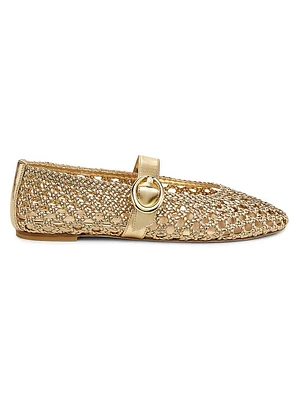 Thea Woven Metallic Leather Mary Janes
