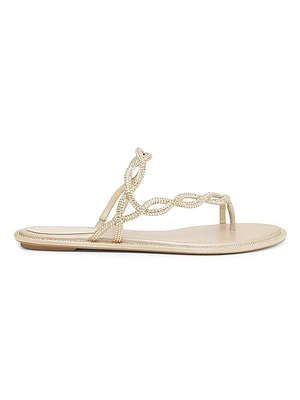 Embellished Satin Flat Sandals
