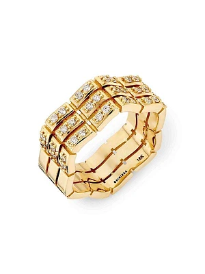 Glimmer Wave Trio 18K-Yellow-Gold & 0.54 TCW Diamond Ring