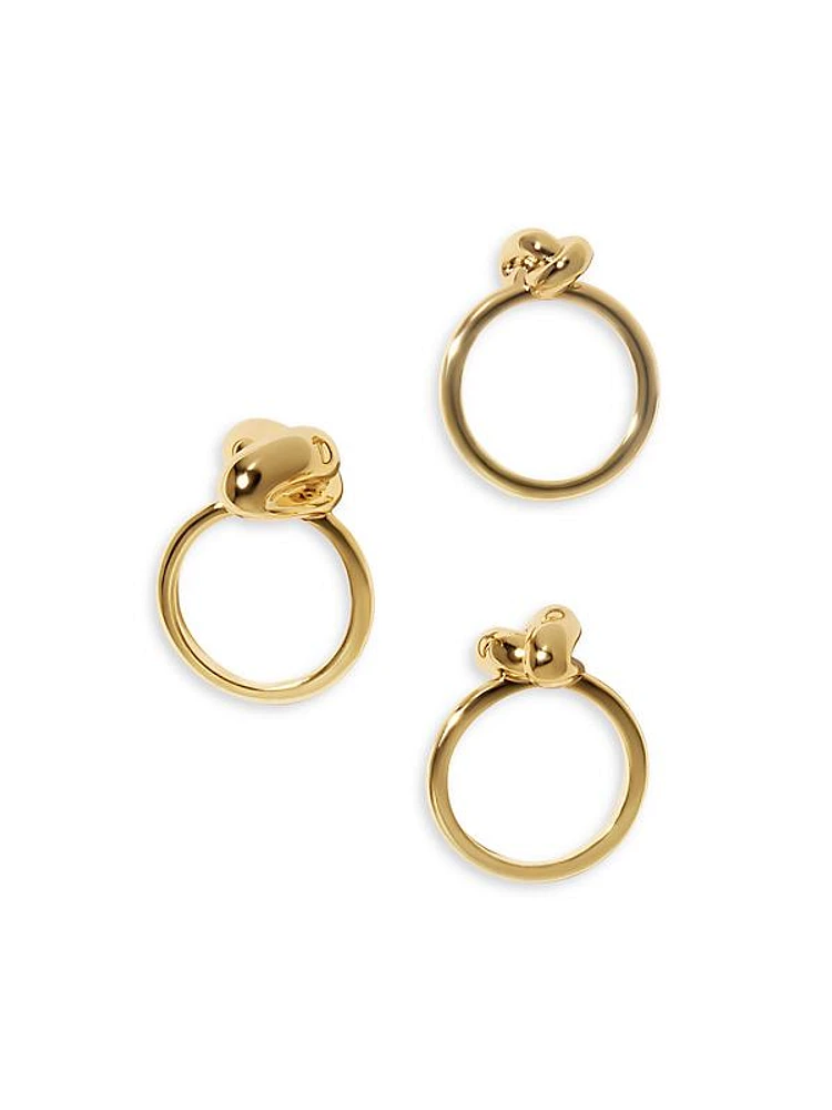 Knot 3-Piece 10K-Gold-Plated Ring Set