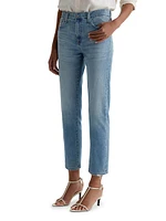 Ex-Boyfriend Distressed Cotton-Blend Crop Jeans