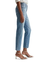 Ex-Boyfriend Distressed Cotton-Blend Crop Jeans