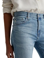 Ex-Boyfriend Distressed Cotton-Blend Crop Jeans