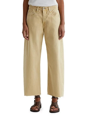 Hattie Cotton Raw-Edge Crop Wide-Leg Jeans