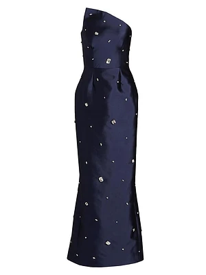 Embellished Silk Asymmetric Gown