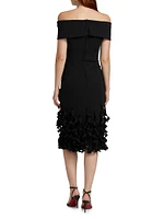 Techno Crêpe Ruffle Off-the-Shoulder Cocktail Dress