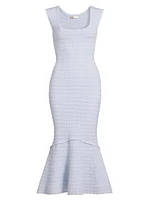 Leigh Pointelle Flounce Hem Midi-Dress