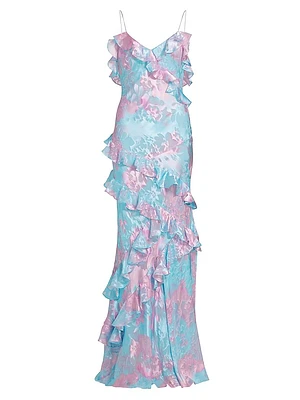 Rialto Ruffle Floral Silk-Blend Dress