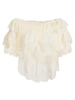 Vienne Lace Chiffon Off-The-Shoulder Top