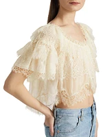 Vienne Lace Chiffon Off-The-Shoulder Top