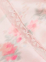 Levall Floral Lace-Trim Satin Top