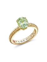 Colors of Love Yellow Gold Green Tourmaline Fluted Ring