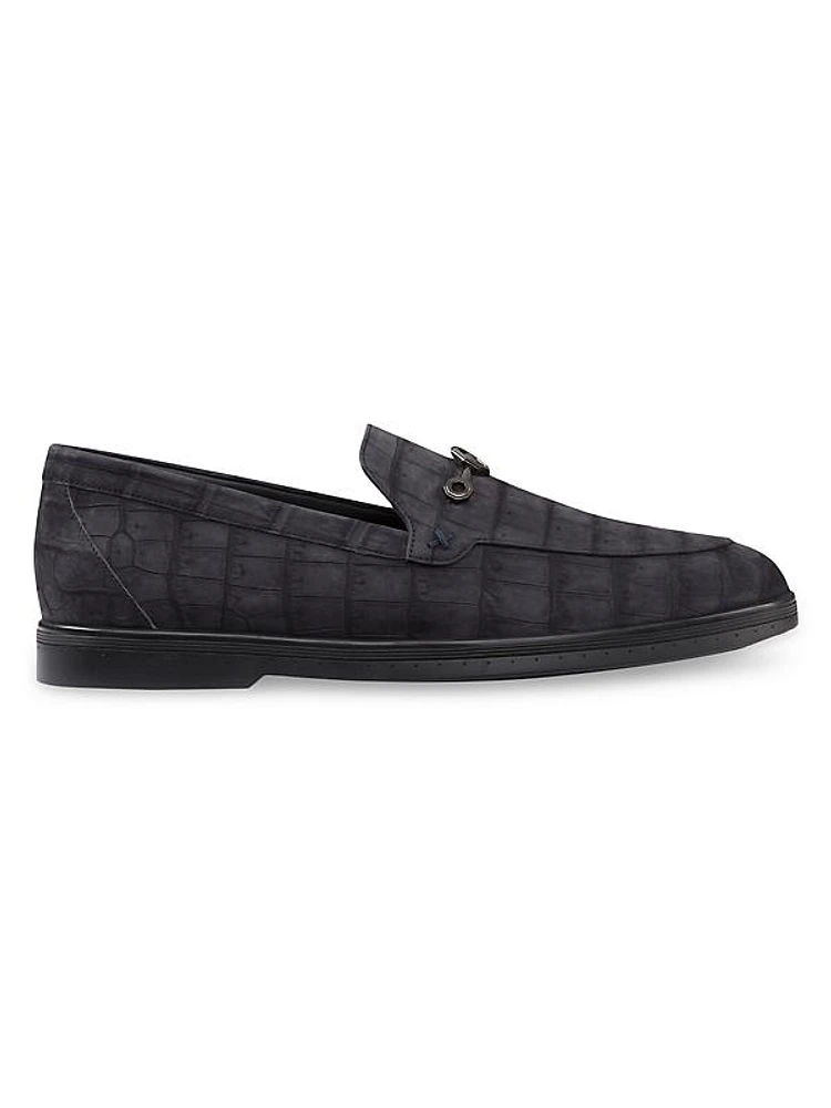 Nubuck Crocodile Leather Loafers