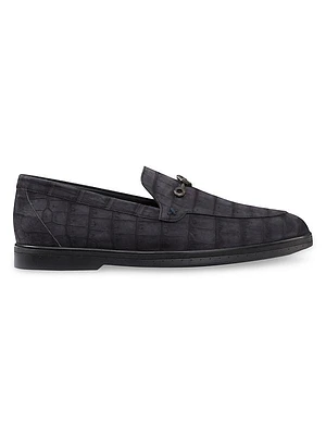 Nubuck Crocodile Leather Loafers