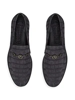 Nubuck Crocodile Leather Loafers