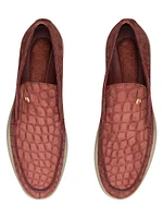 Nubuck Crocodile Leather Loafers