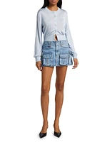 Embroidered Logo Crop Cardigan