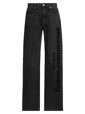EZ Slouch Logo Cut Out Embroidered Jeans