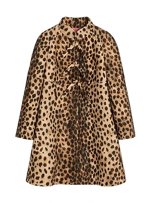 Jaguar Spots Printed Wool Cloth Coat