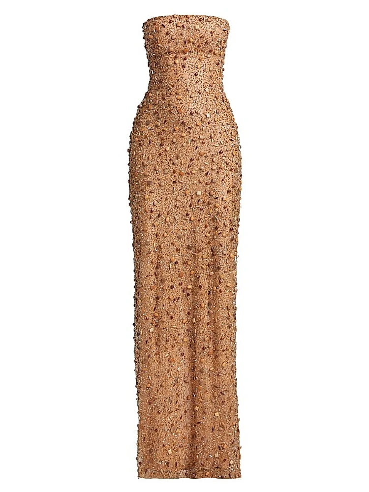 Emma Embellished Tulle Strapless Gown