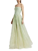 Nancy Sequined Strapless Gown