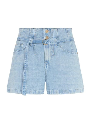Belted Denim Shorts