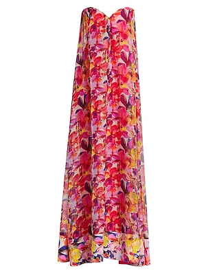 Junji Chiffon Strapless Gown