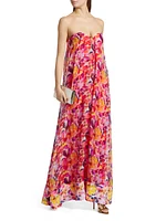 Junji Chiffon Strapless Gown