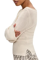 Stretch Rib-Knit Boatneck Top