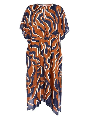 Archipel Printed Silk Drawstring Caftan