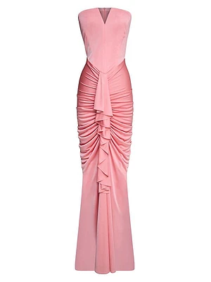 Selena Strapless Drape Column Gown