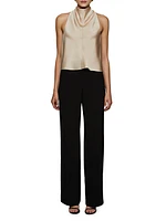 Raven Satin Cowlneck Top