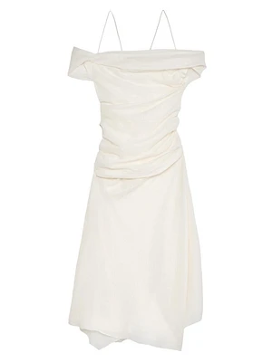 Gathered Off-the-Shoulder Cocktail Dress