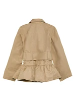 Cotton Twill Belted Peplum Raincoat