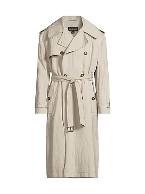 Crinkle Cotton Oversized Trench Coat