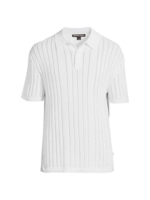 Pointelle Knit Polo Shirt