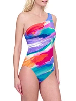 Palma De Mallorca Printed One-Shoulder Swimsuit