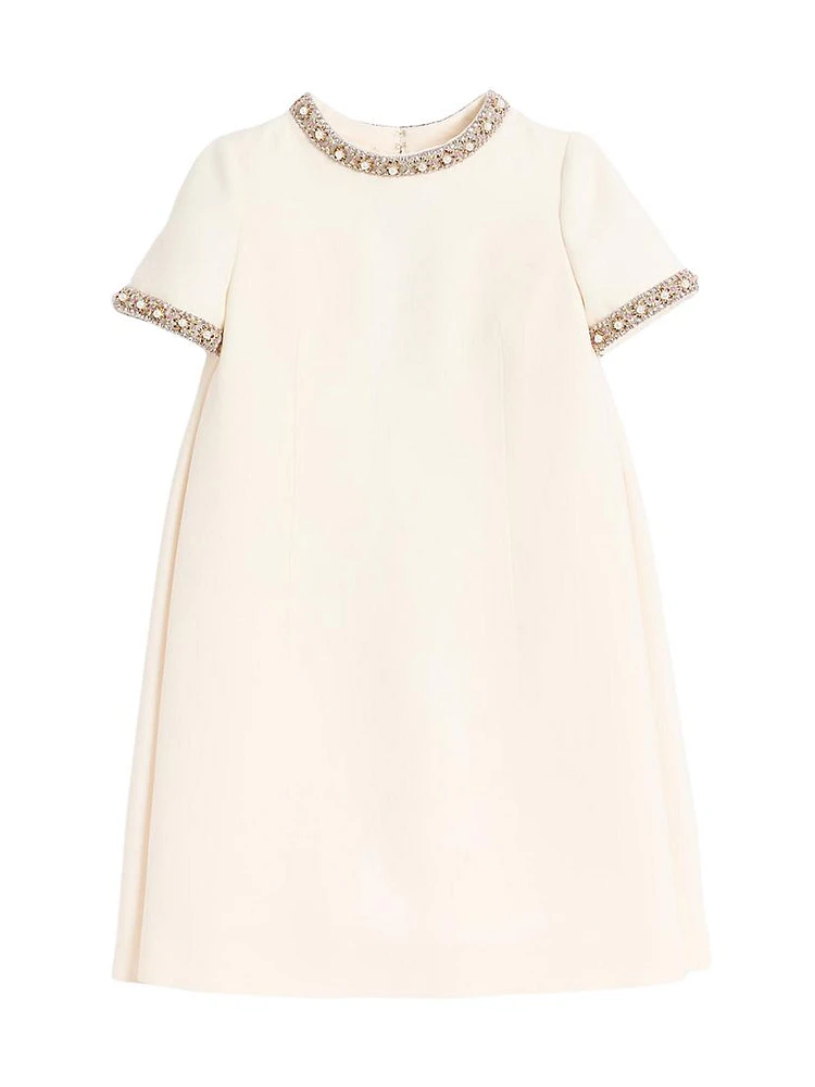 Embroidered Crepe Couture Short Dress