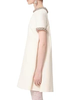 Embroidered Crepe Couture Short Dress