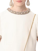 Embroidered Crepe Couture Short Dress